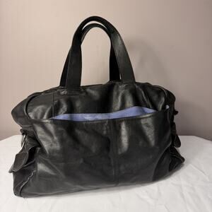 Vtg Cole Haan 18" Weekender Leather Duffel Bag Carry-On Travel Luggage W Strap